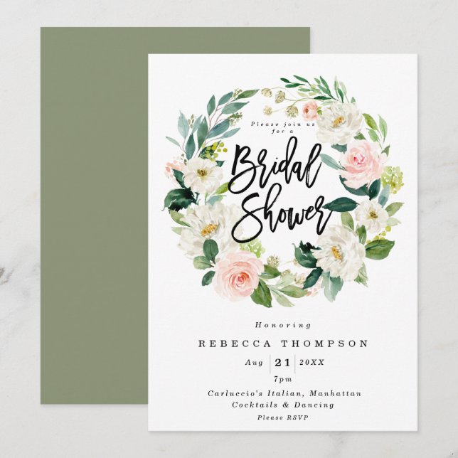 Invitación se ruboriza y la ducha nupcial moderna del boho (Anverso / Reverso)