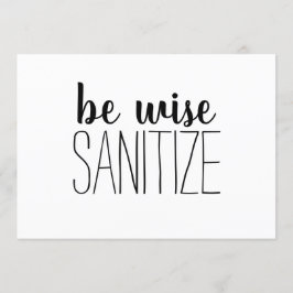 Invitación Sé Sabio... Sanitizar;tarjeta