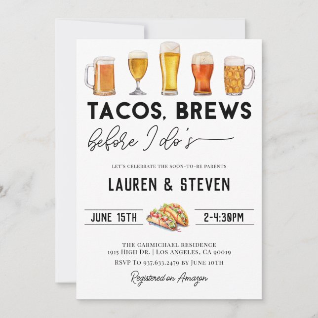 Invitación Se siembra tacos antes de la ducha nupcial (Anverso)