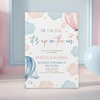 Invitación Se sube en la revelación de género de globos aeros