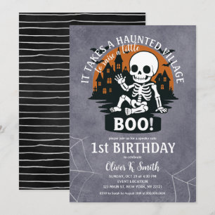 Invitación Se toma el primer cumpleaños de Halloween de aldea