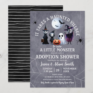 Invitación Se Toma La Ducha De Adopción De Halloween En Aldea