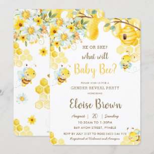 Invitación Se vuelve Fiesta de revelación de género floral am