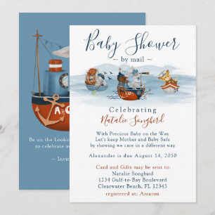 Invitación Sea Adventures Nautical Baby Shower por correo