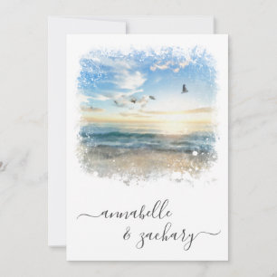 Invitación ** Sea Artistic RSVP - Beach Ocean QR AR7 Boda