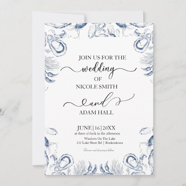 Invitación  Sea Beach Wedding Invitation |Coastal Destination (Anverso)
