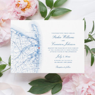 Invitación Sea Bright New Jersey Elegant Wedding