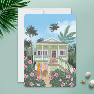 Invitación Sea Foam Green Beach House Blank