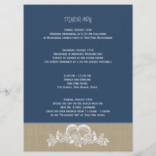 Invitación Sea Garland Beach Wedding Large Itinerary