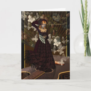 Invitación Sea mi dama de honor bailarina de fans de estilo e