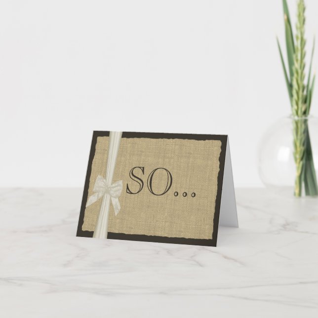 Invitación Sea mi dama de honor Burlap y Bow (Anverso)