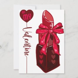 Invitación Sea mi diseño de regalo de lápiz labial de San Val