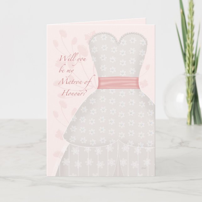 Invitación Sea mi matrona del coral del vestido del cordón (Anverso)
