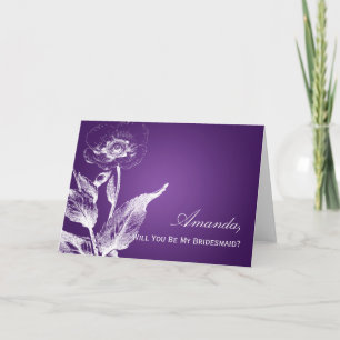 Invitación Sea mi púrpura de la amapola de la dama de honor