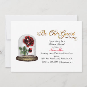 Invitación Sea nuestra Rosa Roja invitada en blanco elegante