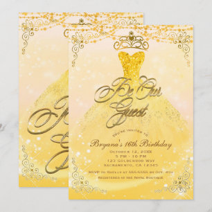 Invitación Sea nuestro invitado Princess Yellow & Gold Sweet