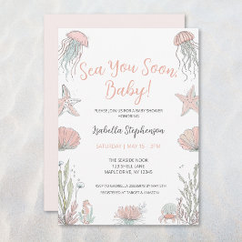 Invitación Sea, pronto, la mano costera dibuja Baby Shower