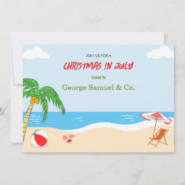 Invitación Sea Side Christmas in July Custom Name Log & Text