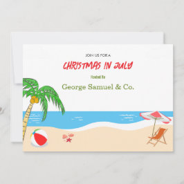 Invitación Sea Side Christmas in July Custom Name Log & Text