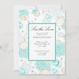Invitación Sea The Love Beach Engagement Party Flat