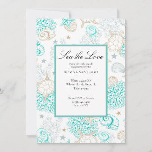 Invitación Sea The Love Beach Engagement Party Flat