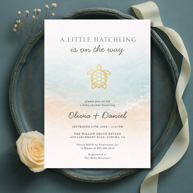 Invitación Sea Turtle A Little Hatchling Couples Baby Shower  (Subido por el creador)
