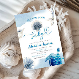 Invitación Sea You Pronto Baby Blue Coastal Baby Shower