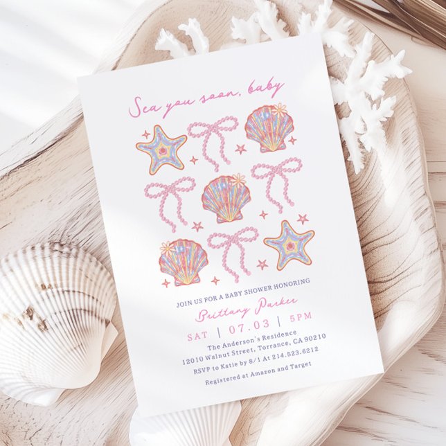 Invitación Sea You Pronto Baby Girl Coastal Baby Shower (Subido por el creador)