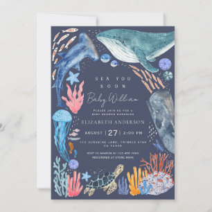 Invitación Sea You Soon Animales Marinos Niño Baby Shower