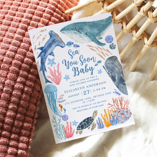 Invitación Sea You Soon Animales Marinos Niño Baby Shower Inv