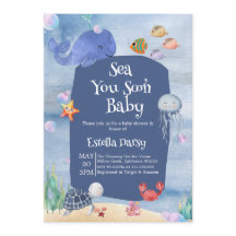 Sea You Soon azul Animales del Océano Baby Shower