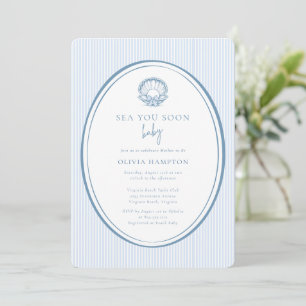 Invitación Sea You Soon Baby Azul Costero Foto Baby Shower 