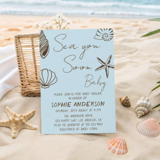 Invitación Sea You Soon Baby Boho Coastal Baby Shower 