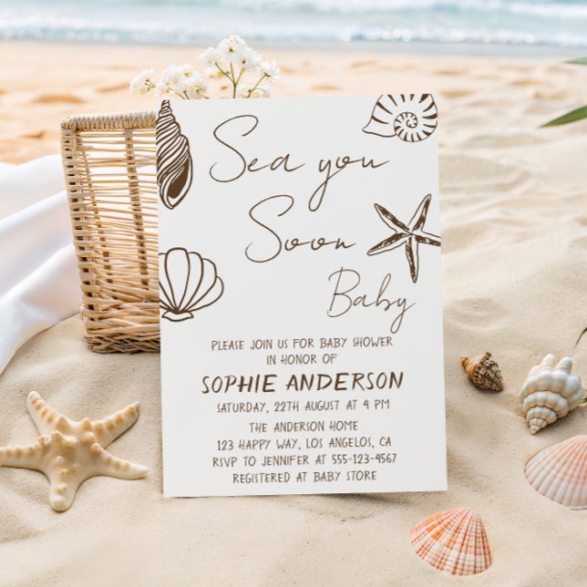 Invitación Sea You Soon Baby Boho Coastal Baby Shower  (Subido por el creador)