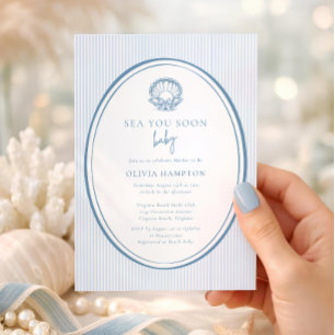 Invitación Sea You Soon Baby Coastal Blue Photo Baby Shower