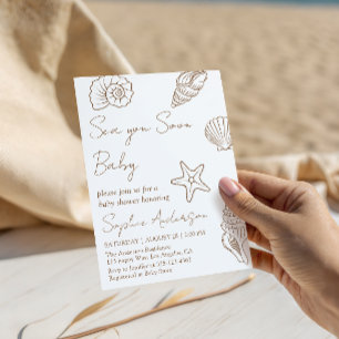 Invitación Sea You Soon Baby Fiesta de Bebé con Conchas Coste