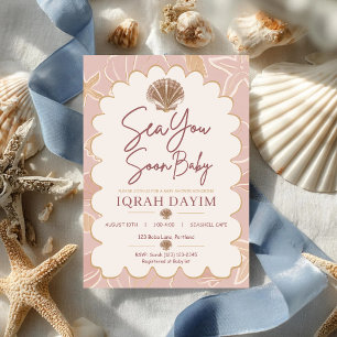 Invitación Sea You Soon Baby Fiesta de Bebé con Conchas Coste