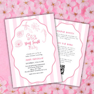 Invitación Sea You Soon Baby Pink Seashells Girl Baby Shower