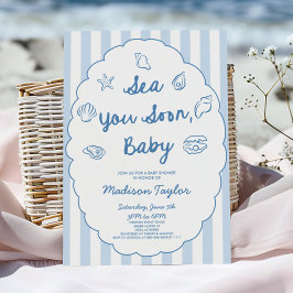 Invitación Sea You Soon, Baby Seashell Coastal Baby Shower