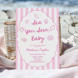 Invitación Sea You Soon, Baby Seashell Coastal Baby Shower