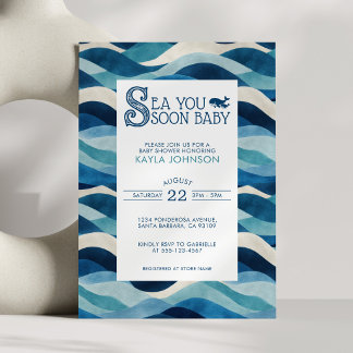 Invitación Sea You Soon Baby Shower Cuento de Hadas Olas Capr