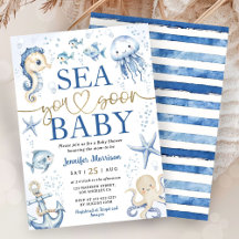 Sea You Soon Baby Shower Niño Azul Marino Océano
