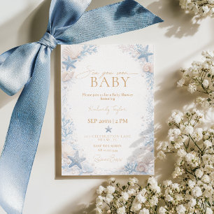 Invitación Sea You Soon Baby Shower Niño Océano Azul