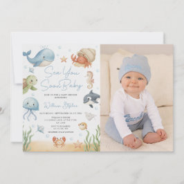 Invitación Sea You Soon Baby Under the Sea Photo Baby Shower 