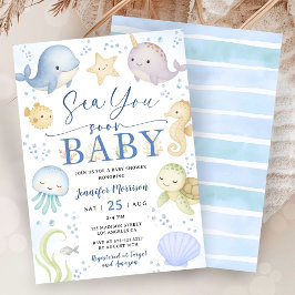 Invitación Sea You Soon Boy Baby Shower Cute Ocean Invitation