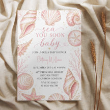 Sea You Soon Caracoles Rosados Baby Shower