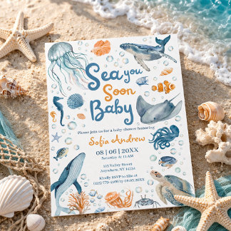 Invitación Sea You Soon Coastal Baby Shower Invitation