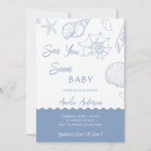 Sea You Soon Coastal Shells Blue Baby Shower