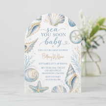Sea You Soon Conchas Azules Océano Baby Shower