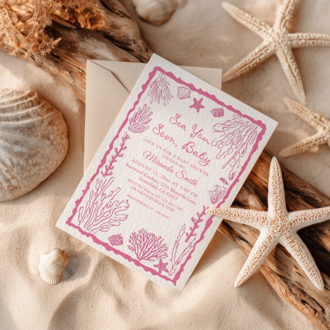 Invitación Sea You Soon Girl Coastal Baby Shower (Subido por el creador)
